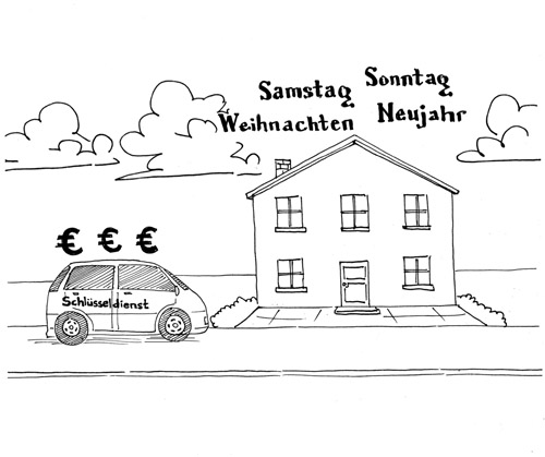 Schlüsseldienst Preise Wochenende / Feiertags